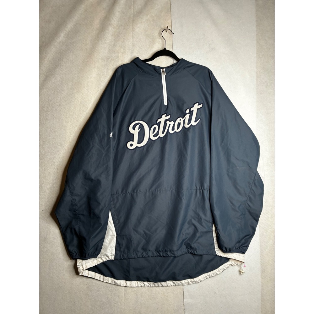 Majestic‎ Detroit Tigers Windbreaker Jacket Mens 3X Blue 1/4 Zip MLB Authentic